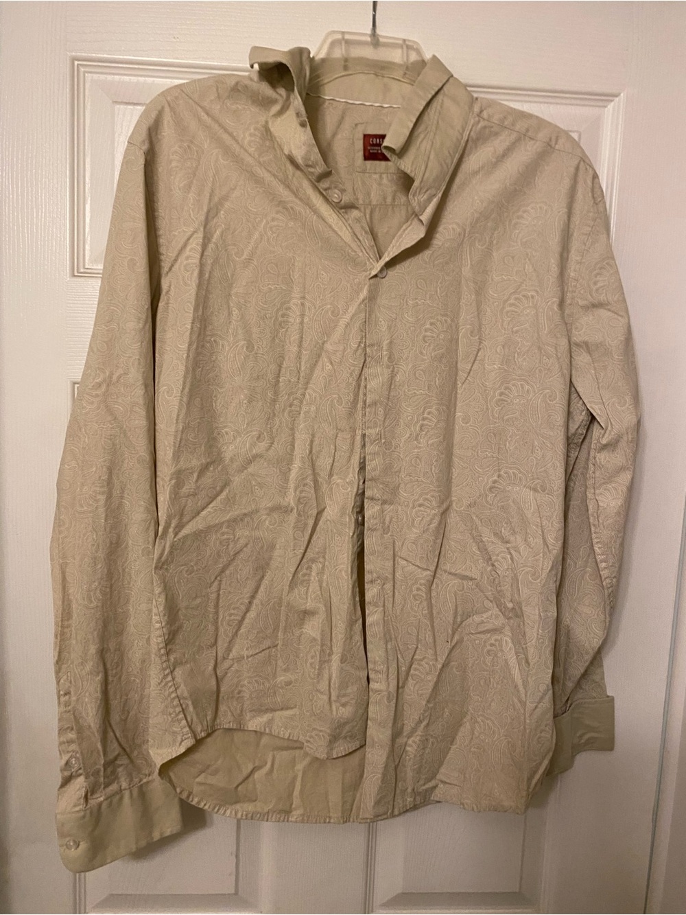 Men's Cream Paisley Button-Down Shirt